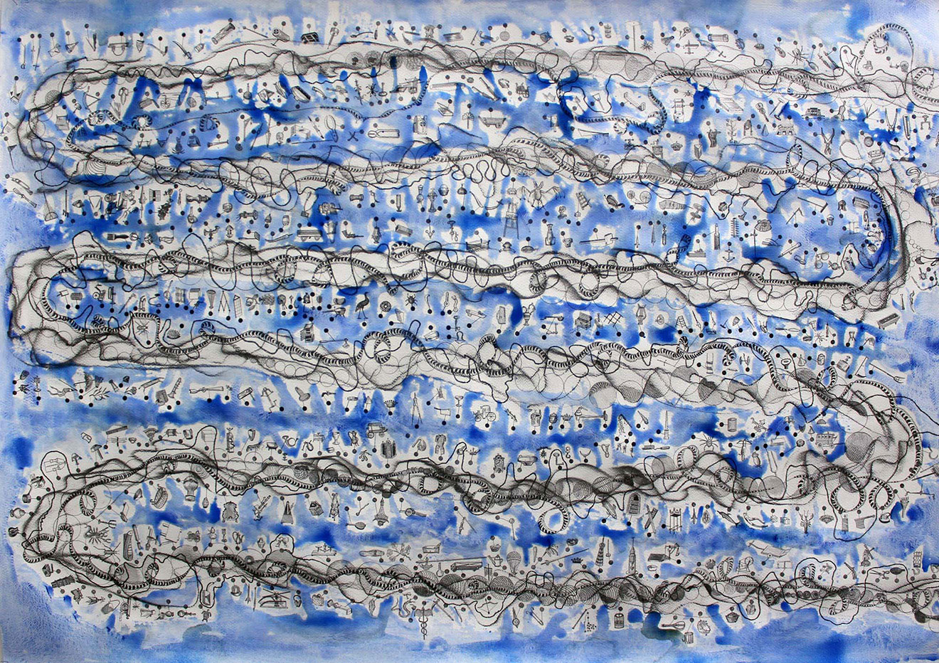 De zee die van de muren klotst