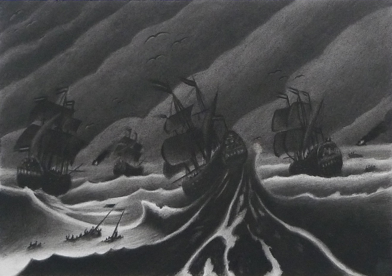 De zee die van de muren klotst